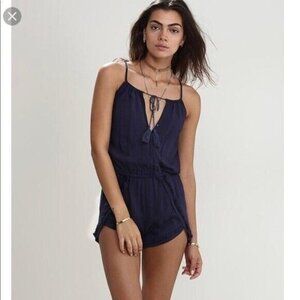 Heartloom Navy Blue Sleeveless Romper Size XS Decorative Tassels Elastic Waist